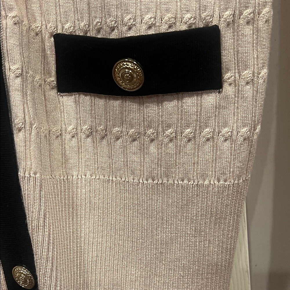 Adrianna Papell tan Cardigan with Black and gold Accents - Picture 3 of 10